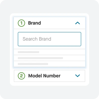Replacement Part Finder searching by brand and model number