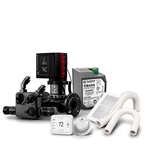 Newly arrived pump, thermostat, and controls